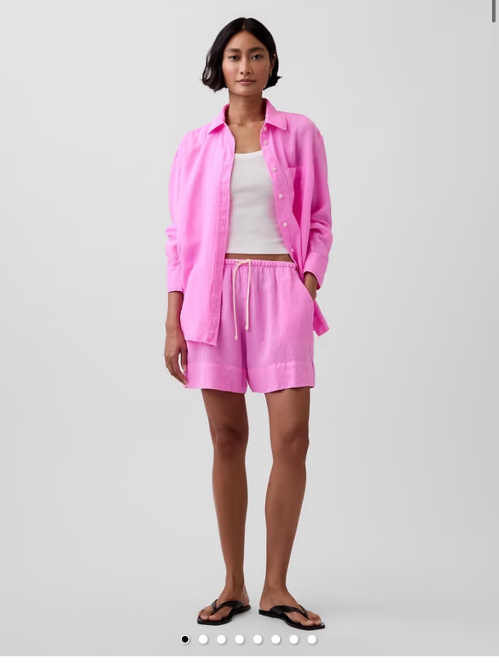 GAP Bright Pink Drawstring Linen-Blend Athletic Shorts
